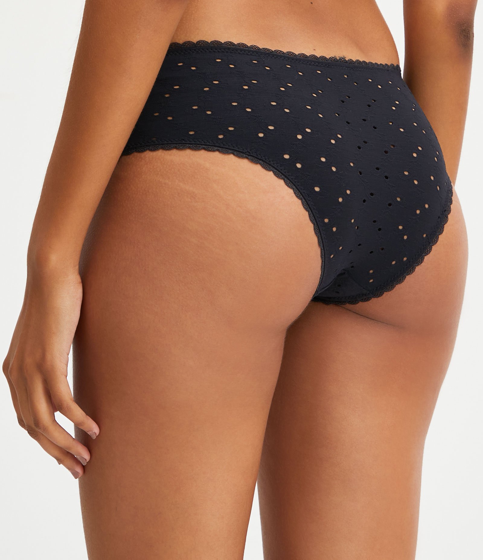 Calcinha Boyshort em Microfibra Bordada com Renda Floral Preto 2