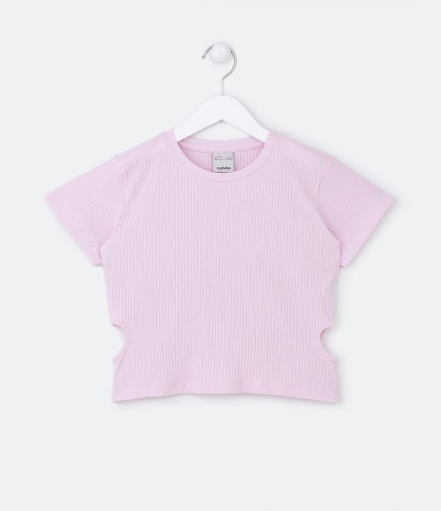 Blusa Infantil Canelada com Recortes Vazados nas Laterais - Tam 5 a 14 Anos