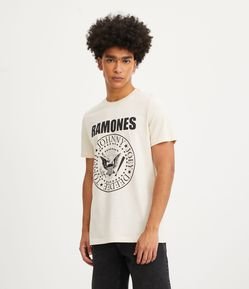 Camiseta Regular em Meia Malha com Estampa Logo Ramones