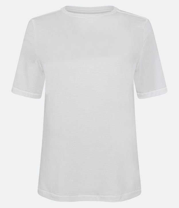 Camiseta Básica em Algodão com Manga Curta Branco 5