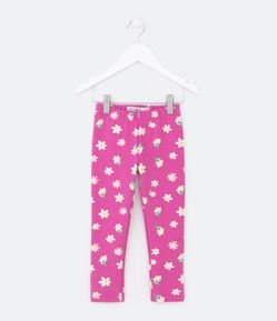 Calça Legging Infantil com Forro Quentinho e Estampa de Margaridas - Tam 1 a 5 Anos