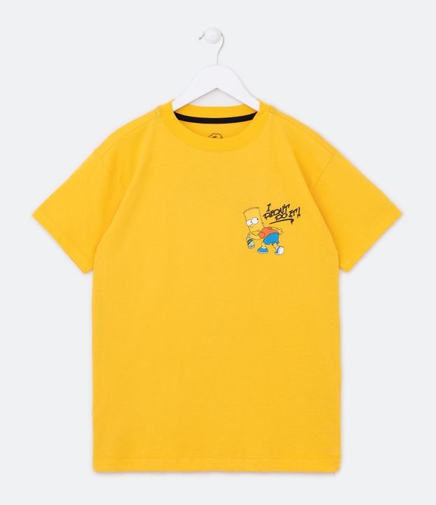 Camiseta Oversized Infantil com Estampa Frente e Costas Bart Simpsons - Tam 5 a 14 Anos - Cor: Amarelo - Tamanho: 11-12