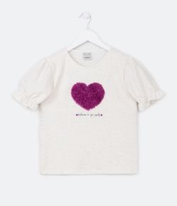 Blusa Infantil Texturizadas com Coração de Organza - Tam 5 a 14 Anos