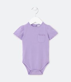 Body Infantil com Bolsinho e Rendinha na Manga - Tam 0 a 18 meses