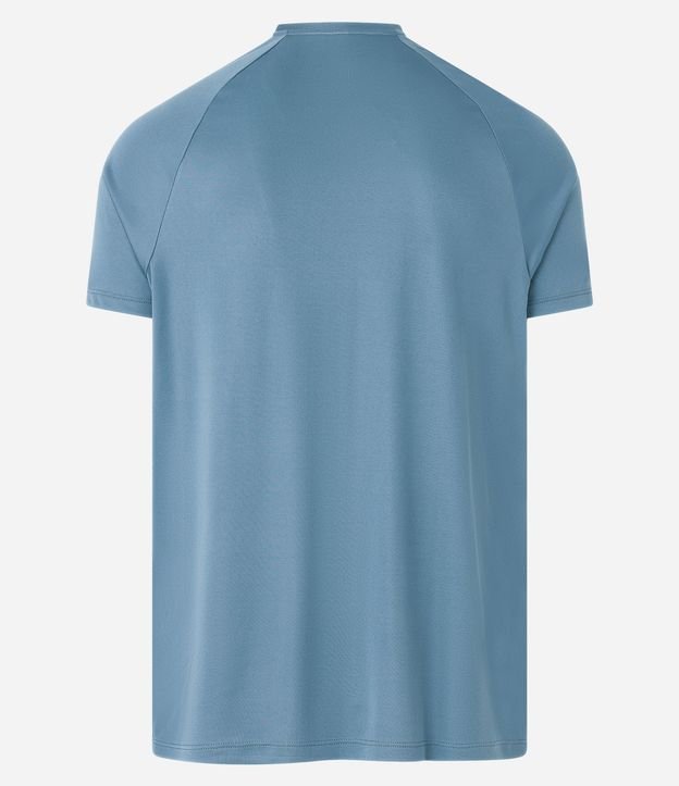 Camiseta Esportiva em Dry Fit com Cava Raglan e Listras Laterais Azul Claro 6