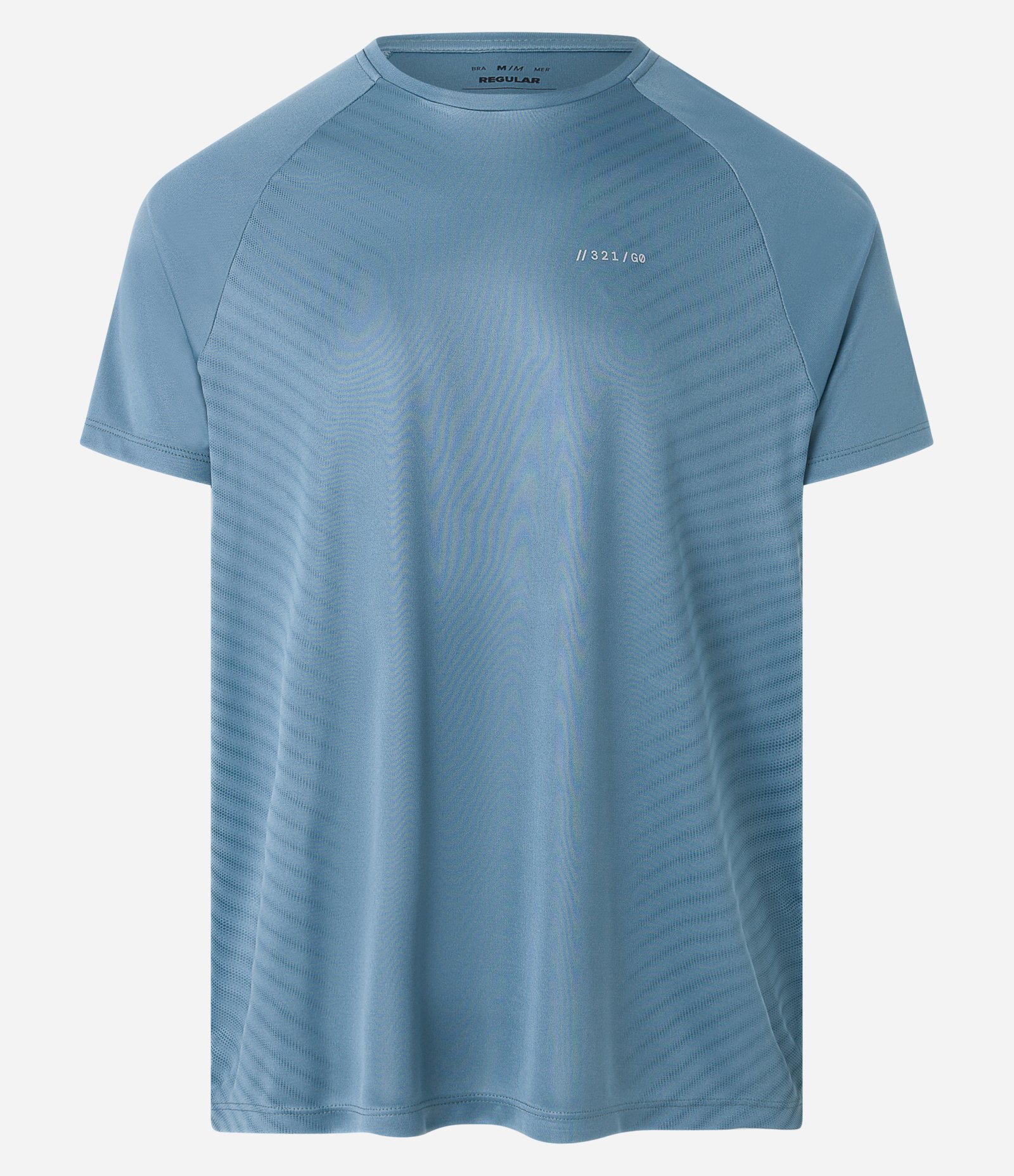 Camiseta Esportiva em Tecnologia Dry com Cava Raglan e Listras Laterais Azul Claro 1