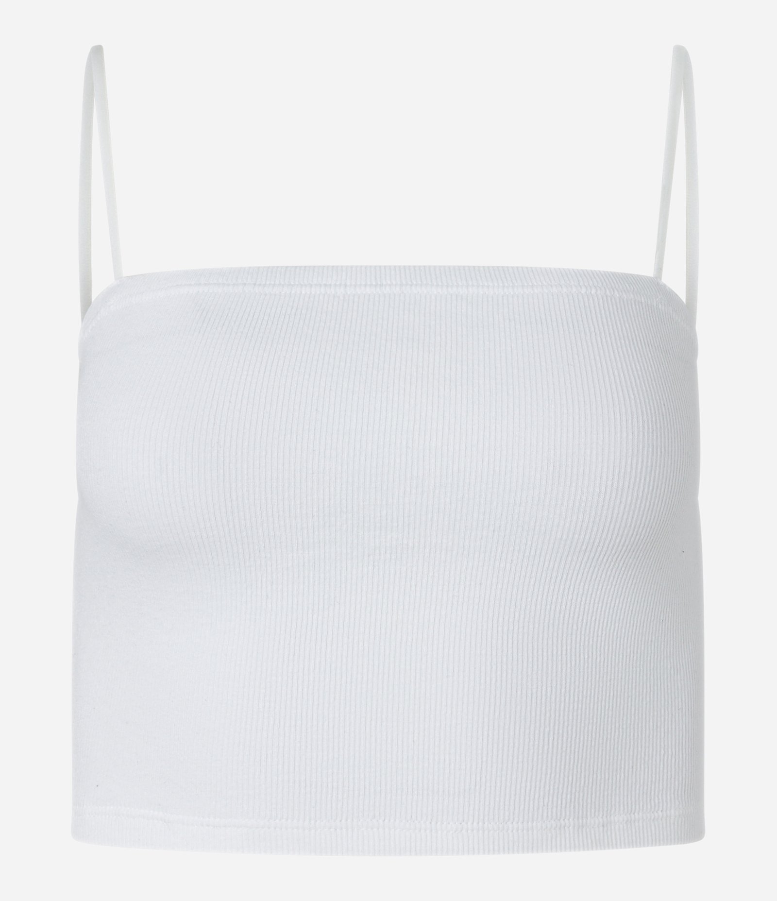 Blusa Cropped de Alça em Ribana Texturizada Branco 5