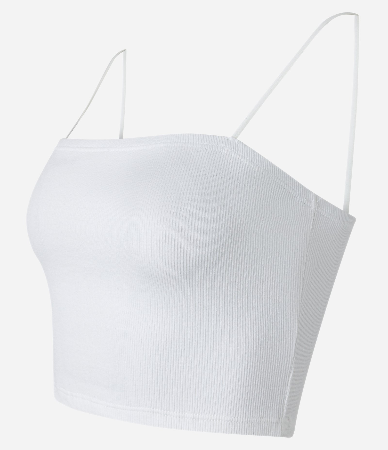 Blusa Cropped de Alça em Ribana Texturizada Branco 6