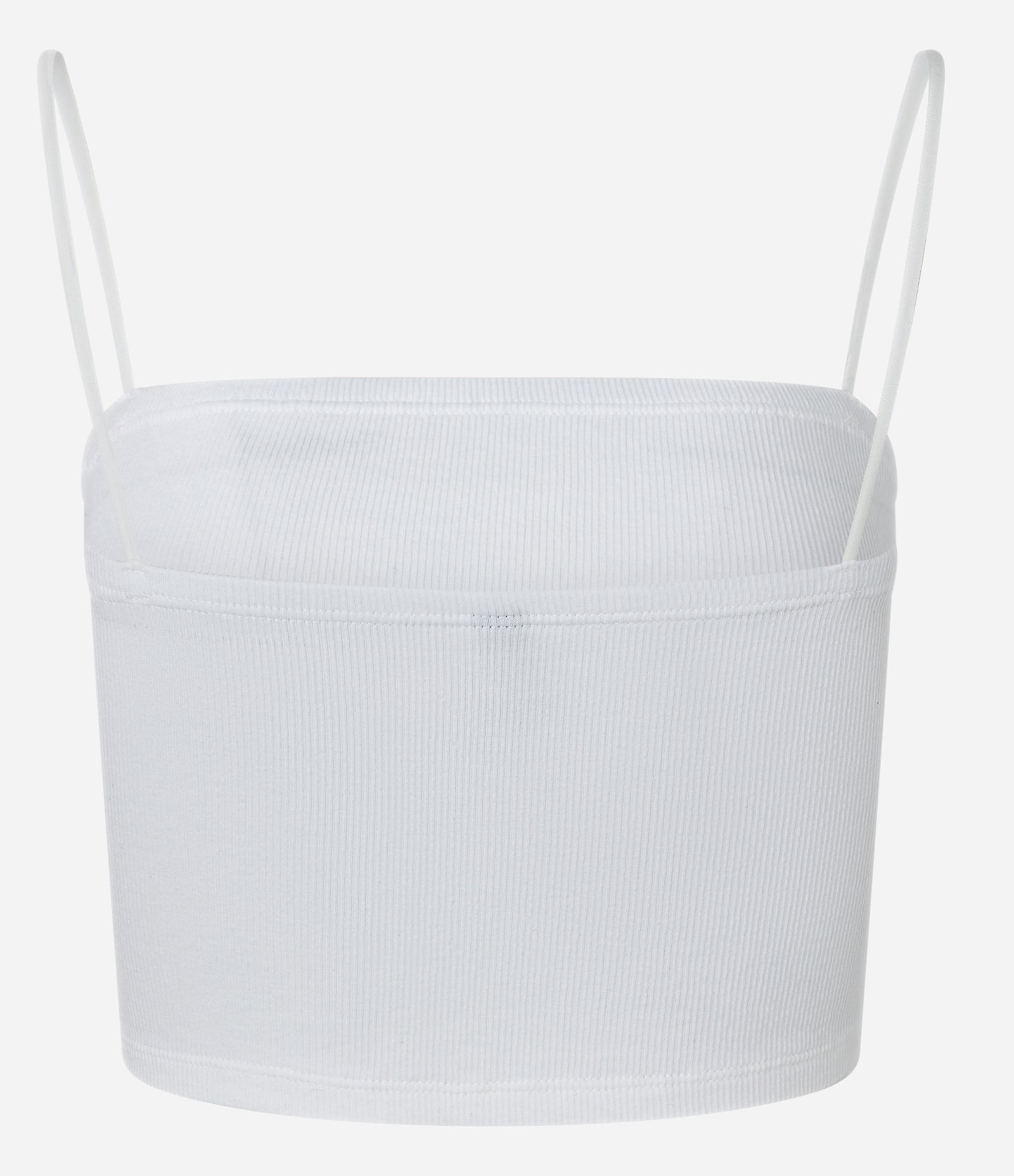 Blusa Cropped de Alça em Ribana Texturizada Branco 7