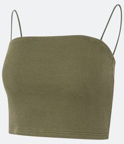 Blusa Cropped de Alça em Ribana Texturizada