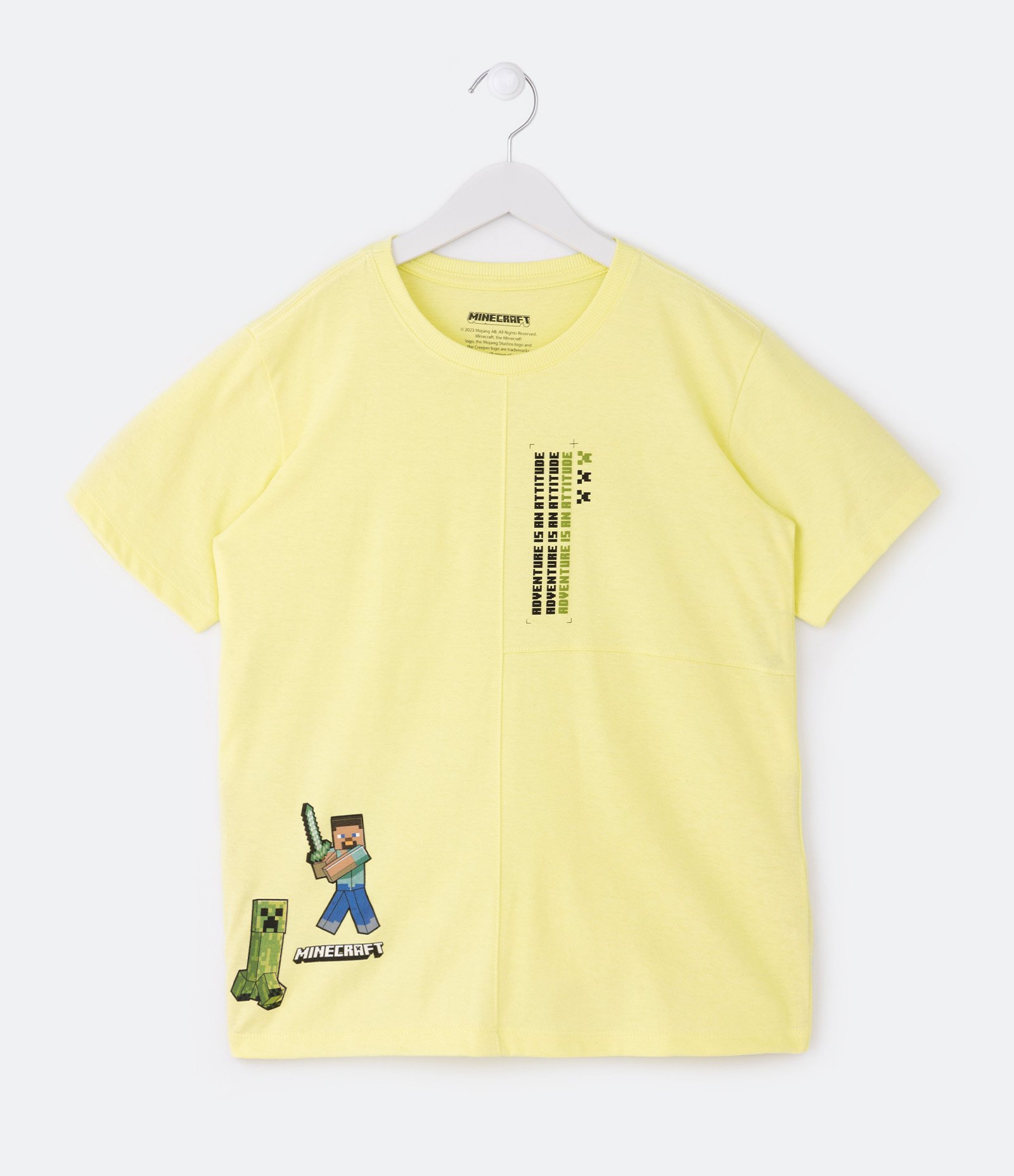 Camiseta Infantil com Silk Minecraft - Tam 5 a 14 Anos Amarelo 1