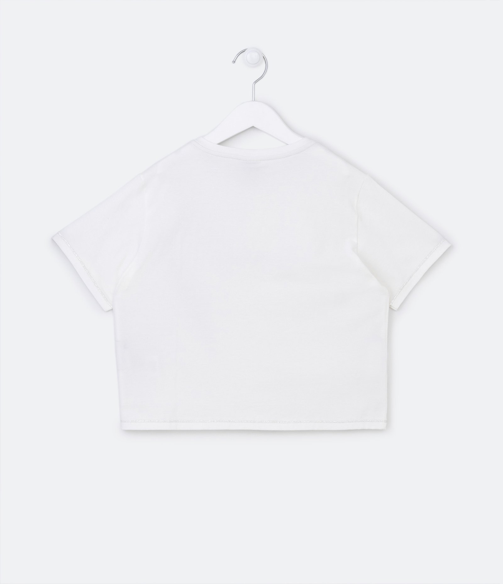 Blusa Cropped Infantil com Estampa Raio e Lettering em Strass - Tam 5 a 14 Anos Off White 2