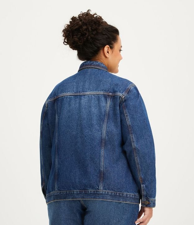 Campera Alargada Jeans con Botones Diferenciados Curve & Plus Size Azul 3