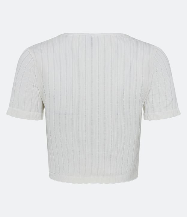 Blusa Cropped em Poliamida Texturizada sem Costura Branco