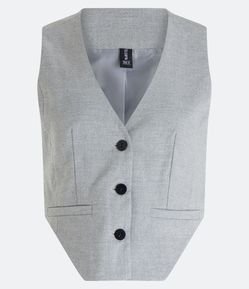 Colete em Alfaiataria com Bolsos Frontais e Martingale nas Costas