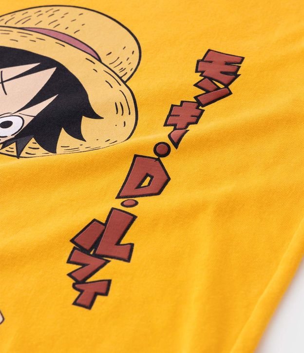 Camiseta Infantil com Estampa Luffy One Piece - Tam 5 a 14 Anos Amarelo