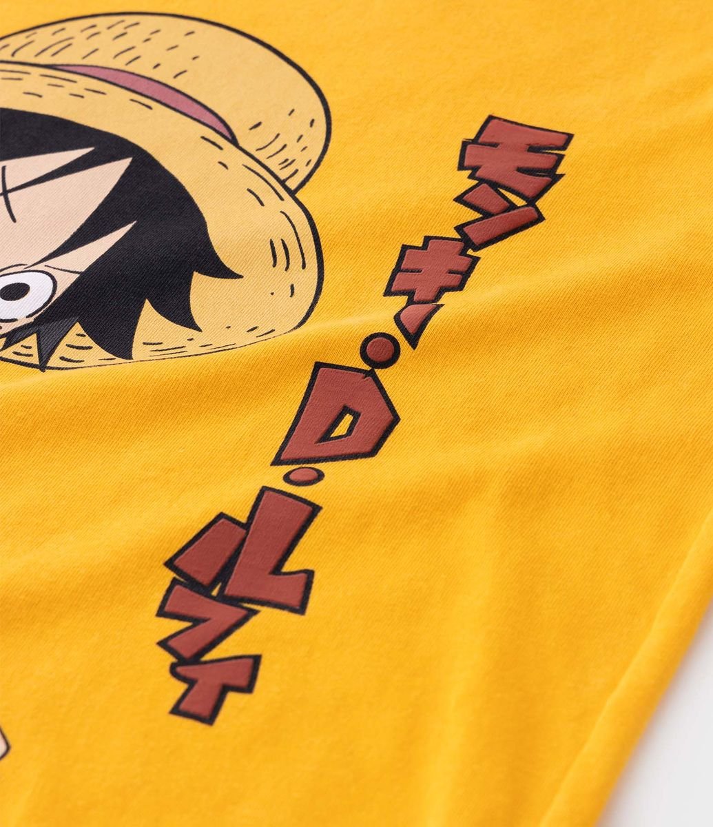Camiseta Infantil com Estampa de Luffy One Piece - Tam 5 a 14 anos Branco