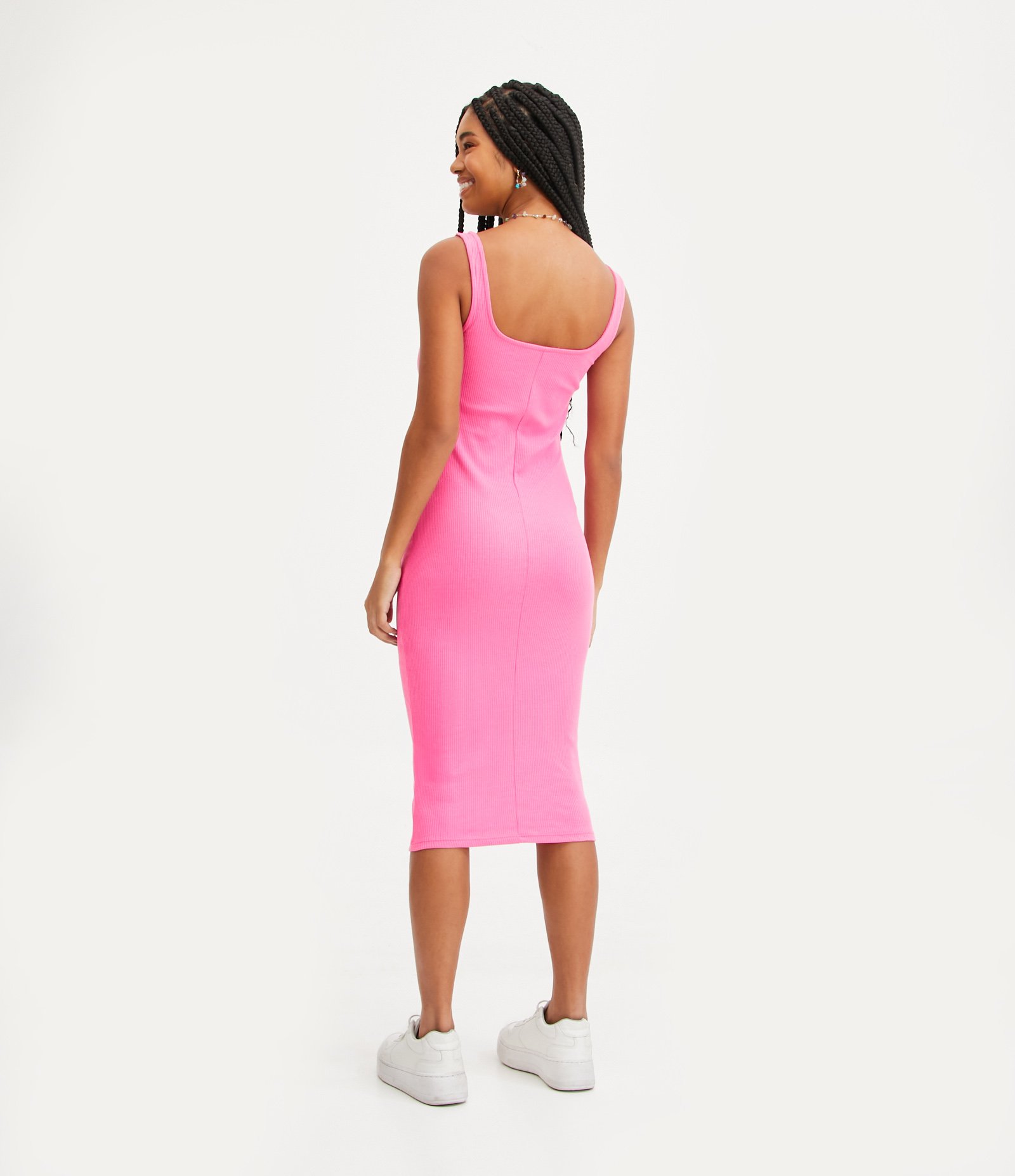 Vestido Midi Básico com Decote Quadrado 2