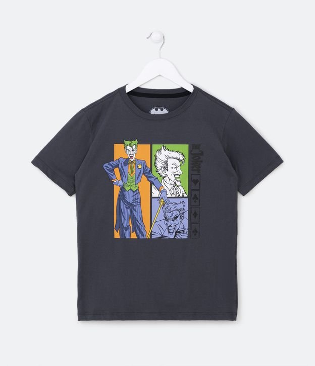 Camiseta Infantil com Estampa Quadros do Coringa - Tam 7 a 14 Anos - Cor: Cinza - Tamanho: 9-10