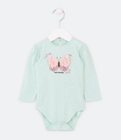 Body Infantil em Cotton com Borboleta de Organza - Tam 0 a 18 meses