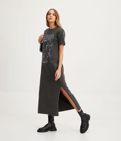 Vestido Midi em Meia Malha com Estampa Angry Panther