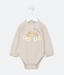 Body Infantil com Estampa de Arco-Íris e Manga Longa Princesa - Tam 0 a 18 Meses