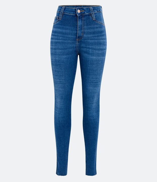 Pantalón Skinny Cintura Alta en Jeans con Bolsillos Azul 5