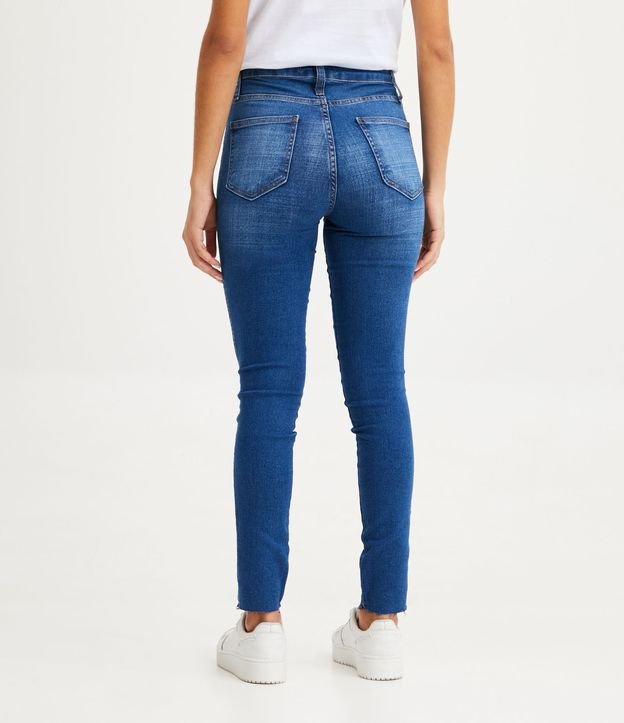 Pantalón Skinny Cintura Alta en Jeans con Bolsillos Azul 3