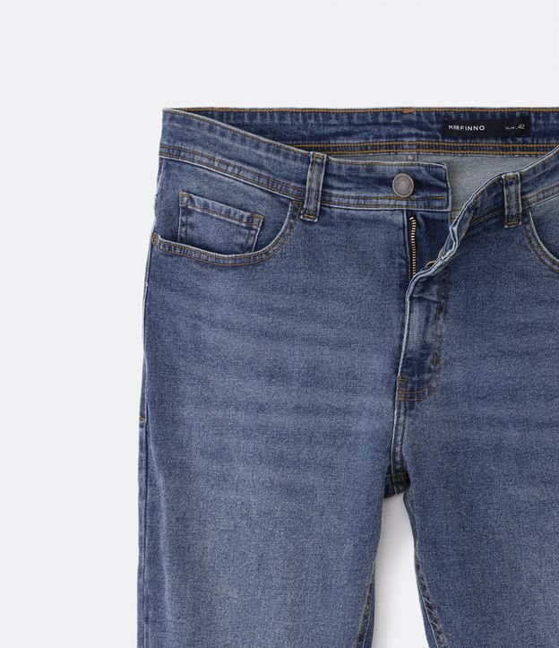 Calça Slim Jeans com Elastano Azul Médio 8