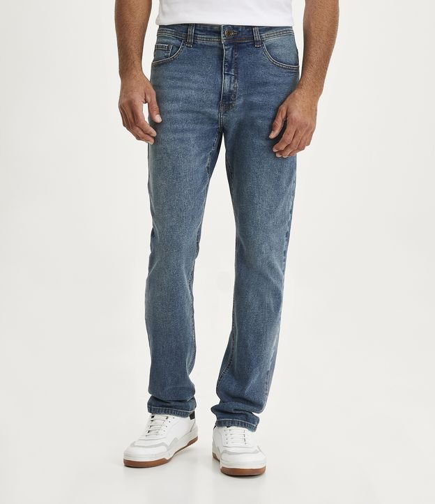 Calça Slim Jeans com Elastano Azul Médio 2