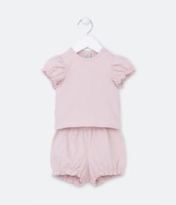 Conjunto Infantil em Suedine com Gliter e Babadinhos - Tam 0 a 18 meses