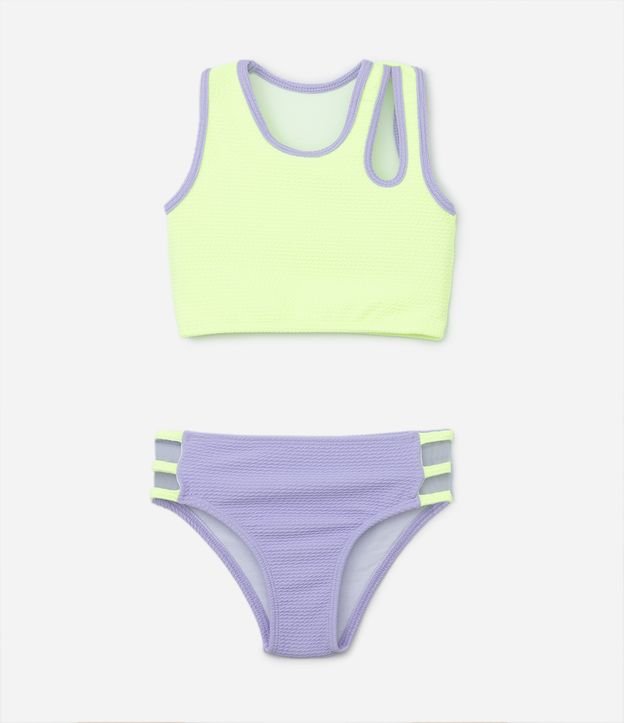 Biquíni Infantil Texturizado com Recortes - Tam 5 a 14 anos