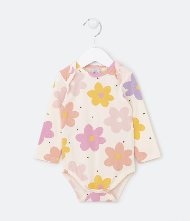 Body Infantil com Estampa Floral - Tam 0 a 18 meses