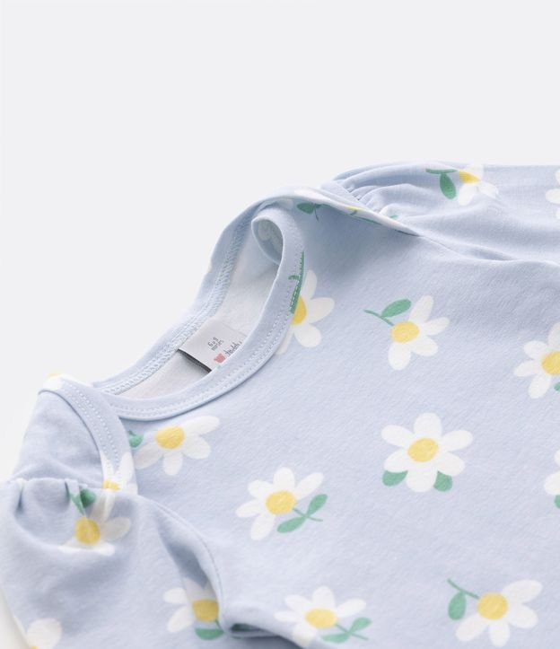 Body Infantil con Cuello Americano y Estampado Margaritas - Talle 0 a 18 meses Azul 3