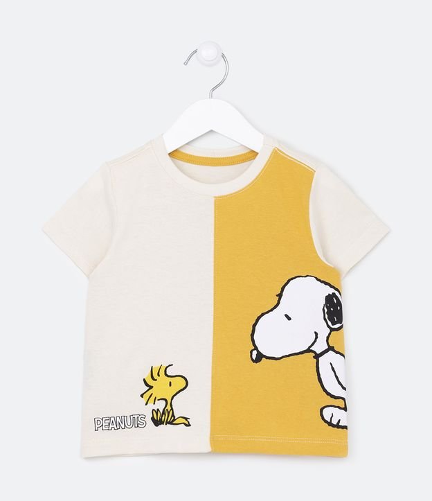 Remera Infantil con Recorte y Estampado Snoopy y Woodstock - Talle 1 a 5 años Beige 1