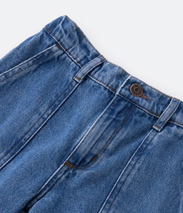 Calça Cargo Infantil em Jeans com Bolsos Laterais - Tam 5 a 14 Anos Azul 5