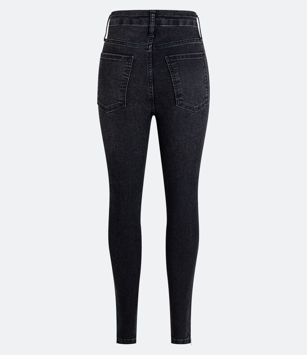 Calça Skinny em Jeans com Passantes Duplos no Cós e Bolsos Preto 7