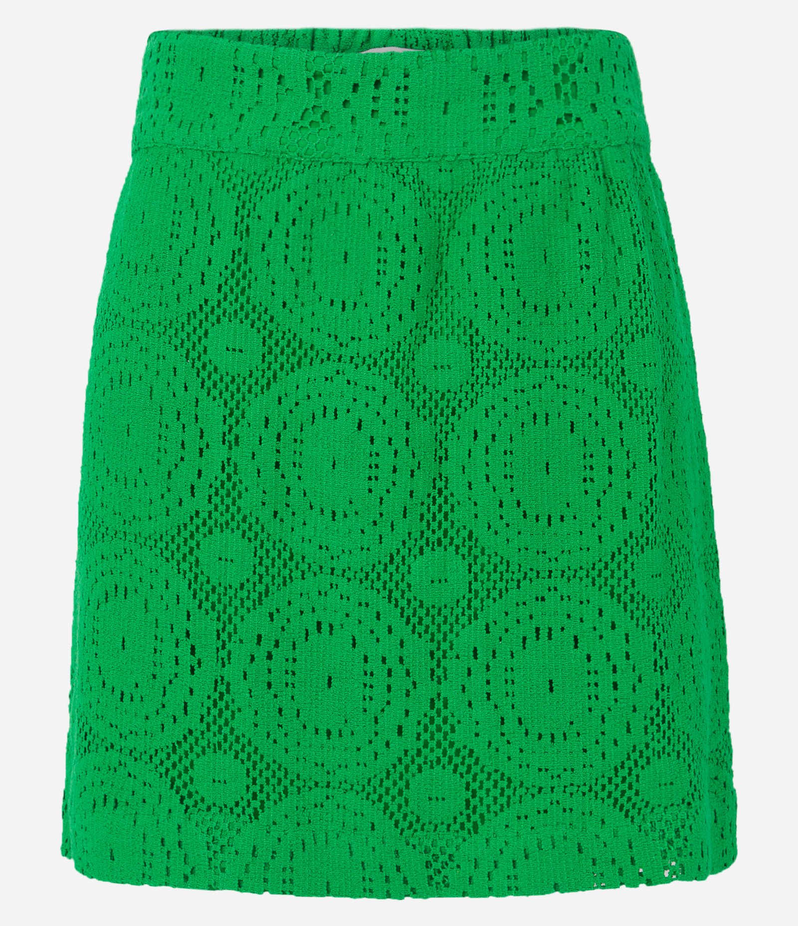 Saia Curta em Renda com Textura e Cós Elástico Verde 1