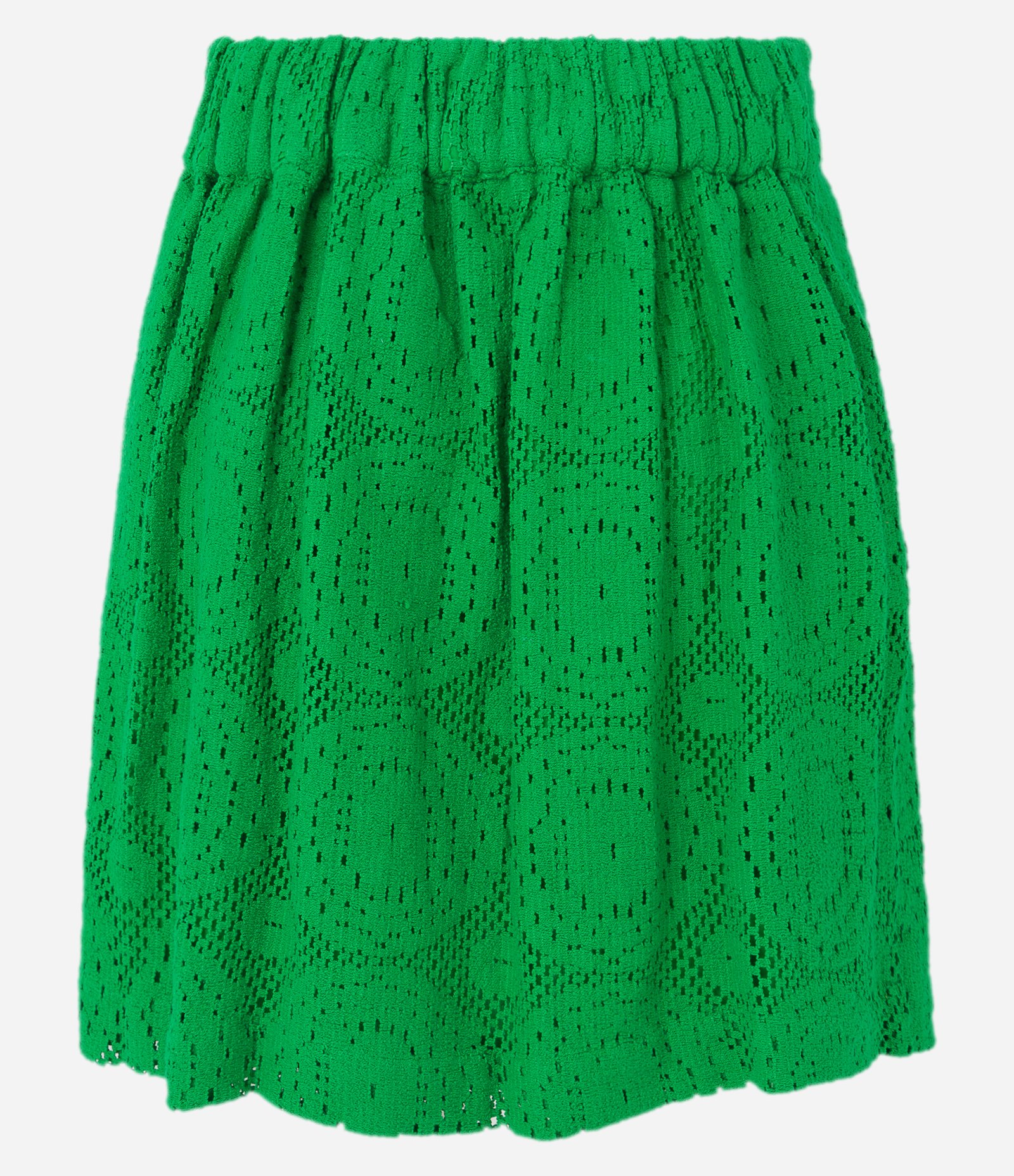 Saia Curta em Renda com Textura e Cós Elástico Verde 3