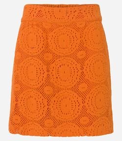 Saia Curta em Renda com Textura e Cós Elástico