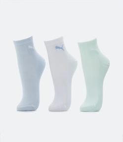 Kit 03 Meias Esportivas Cano Médio em Algodão Puma