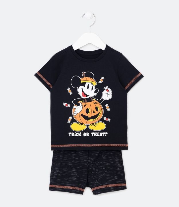 Pijama Curto Infantil Estampa Mickey Halloween - Tam 2 a 4 Anos