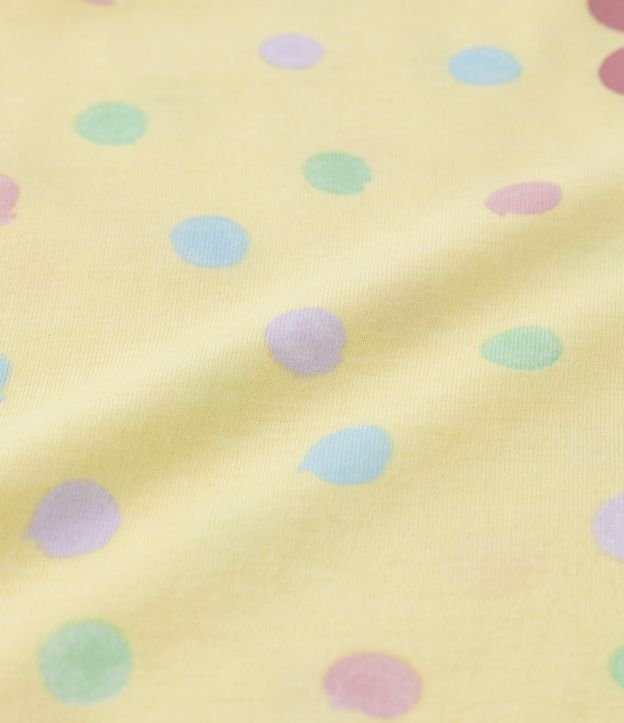 Pijama Curto Infantil com Bolsinho e Estampa de Florzinha - Tam 1 a 4 Anos Amarelo 4
