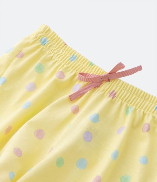 Pijama Curto Infantil com Bolsinho e Estampa de Florzinha - Tam 1 a 4 Anos Amarelo 5