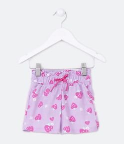 Short Infantil Canelado com Estampa de Moranguinhos - Tam 1 a 5 Anos