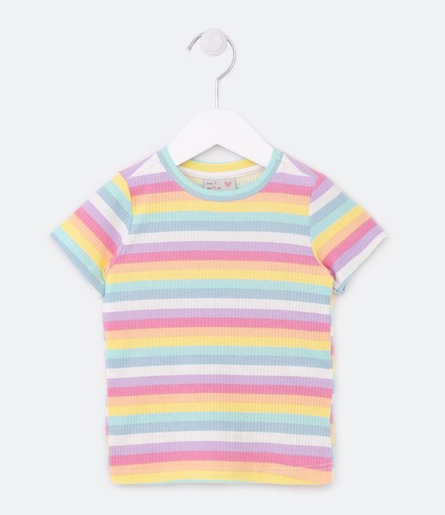 Blusa Infantil Canelada Listrada com Glitter - Tam 1 a 5 Anos - Cor: Branco - Tamanho: 02