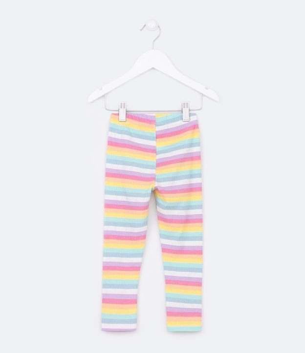 Calça Legging Infantil Canelada Listrada com Glitter - Tam 1 a  5 Anos - Cor: Branco - Tamanho: 02