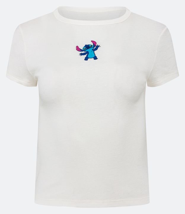Blusa em Ribana com Manga Curta e Estampa Stitch Off White 5