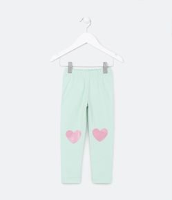 Calça Legging Infantil com Coraçõezinhos no Joelho - Tam 1 a 5 Anos
