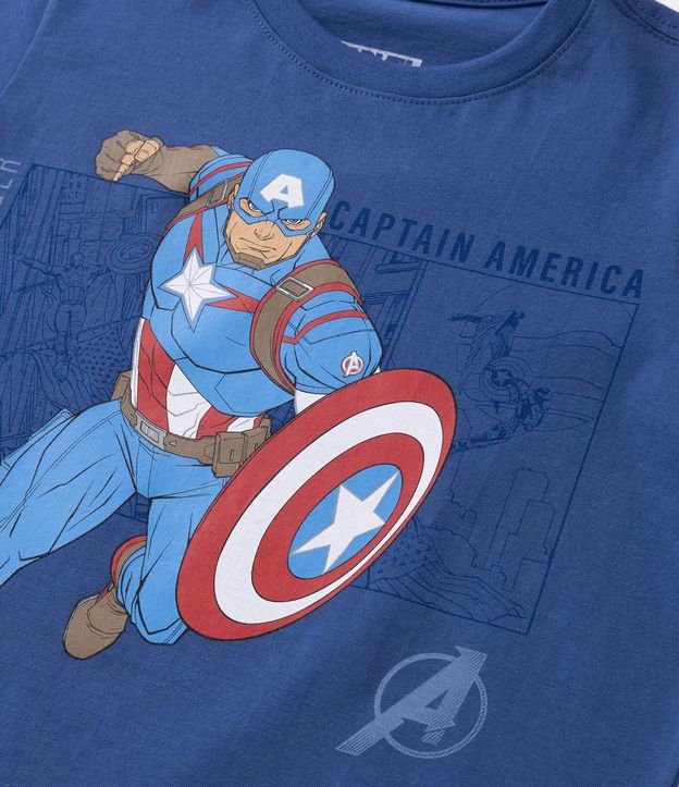 Camiseta Infantil com Estampa Capitão América - Tam 4 a 12 Anos Azul 3